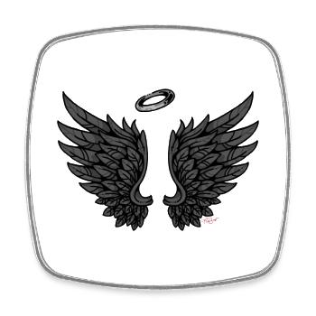 Ailes d’ange déchues Ailes d’ange Engelschen - Magnet carré - blanc - Devant