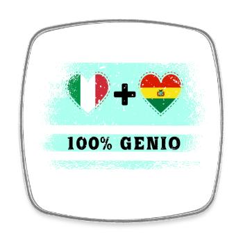 Italien und Bolivien 100% geniale Flagge - Viereckiger Kühlschrankmagnet - Weiß - Vorne