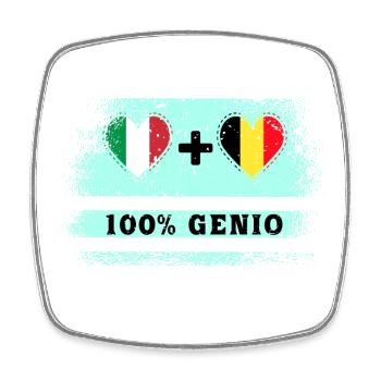 Italie et Belgique 100% drapeau de génie - Magnet carré - blanc - Devant