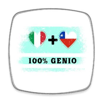 Italy and Chile 100% genius flag - Square fridge magnet - white - Front