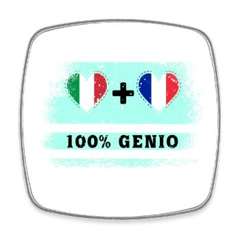 Italien und Finnland 100% geniale Flagge - Viereckiger Kühlschrankmagnet - Weiß - Vorne
