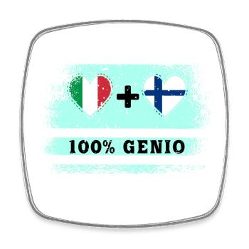 Italien und Finnland 100% Ingenieurflagge - Viereckiger Kühlschrankmagnet - Weiß - Vorne