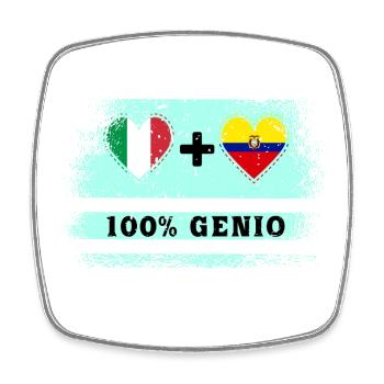 Drapeau de l’Italie et de l’Équateur 100 % Genius - Magnet carré - blanc - Devant