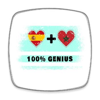 Spain and Morocco flag 100% genius - Square fridge magnet - white - Front