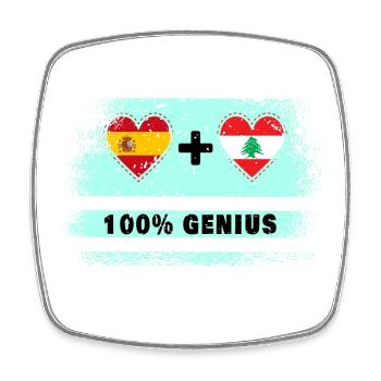 Flagge Spanien und Libanon 100% genial - Viereckiger Kühlschrankmagnet - Weiß - Vorne