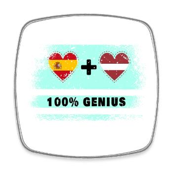 L’Espagne et la Lettonie 100% drapeau génie - Magnet carré - blanc - Devant