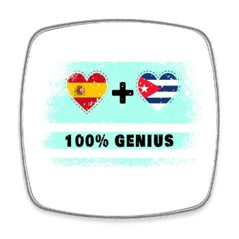 Spanien und Kuba Flagge 100% genial - Viereckiger Kühlschrankmagnet - Weiß - Vorne