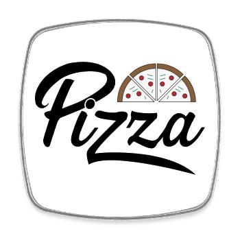 Pizza - Magnet carré - blanc - Devant