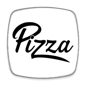 Pizza - Magnet carré - blanc - Devant