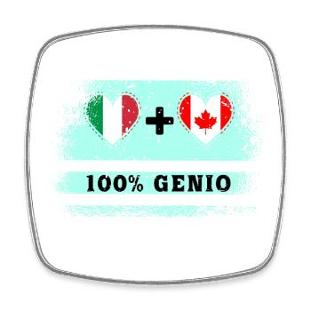 Italien und Kanada 100% geniale Flagge - Viereckiger Kühlschrankmagnet - Weiß - Vorne