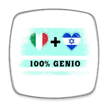 Italien und Israel 100% geniale Flagge - Viereckiger Kühlschrankmagnet - Weiß - Vorne