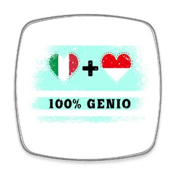 Italien und Indonesien 100% Flaggeningenieure - Viereckiger Kühlschrankmagnet - Weiß - Vorne