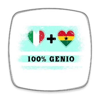Drapeau de l’Italie et du Ghana 100 % ingénieur - Magnet carré - blanc - Devant