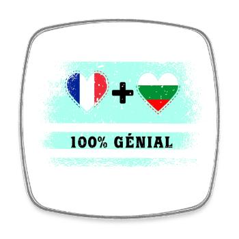 France et Bulgarie Drapeau 100% génial - Magnet carré - blanc - Devant