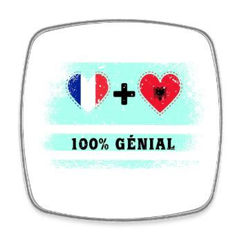 Drapeau France et Albanie 100% génial - Magnet carré - blanc - Devant