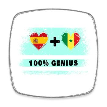Spain and Senegal flag 100% genius - Square fridge magnet - white - Front
