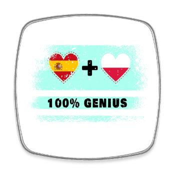 Spanien und Polen Flagge 100% genial - Viereckiger Kühlschrankmagnet - Weiß - Vorne