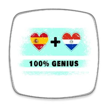 Spain and Paraguay flag 100% genius - Square fridge magnet - white - Front