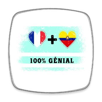 Flagge Frankreich und Ecuador 100% genial - Viereckiger Kühlschrankmagnet - Weiß - Vorne