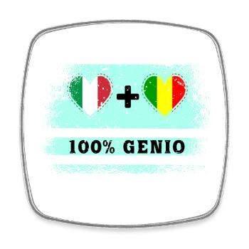 Italien und Mali 100% geniale Flagge - Viereckiger Kühlschrankmagnet - Weiß - Vorne