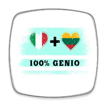 Italy and Lithuania 100% genius flag - Square fridge magnet - white - Front