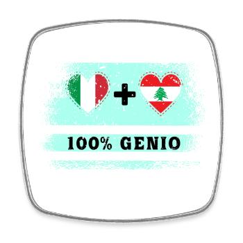 Italien und Libanon 100% geniale Flagge - Viereckiger Kühlschrankmagnet - Weiß - Vorne