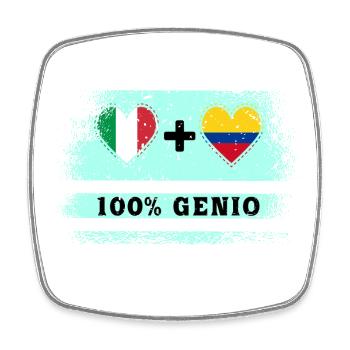 Italie et Colombie 100% drapeau de génie - Magnet carré - blanc - Devant