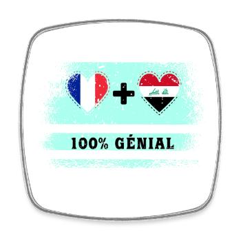 Drapeau France et Irak 100% génial - Magnet carré - blanc - Devant