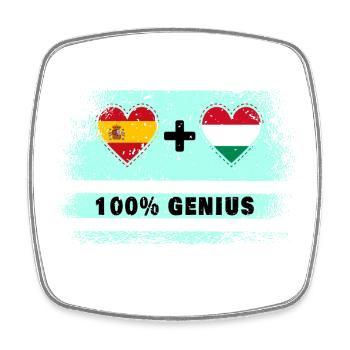 Spain and Hungary flag 100% genius - Square fridge magnet - white - Front