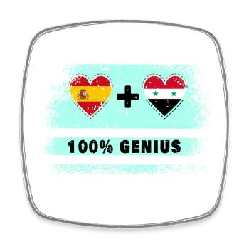Spain and Syria flag 100% genius - Square fridge magnet - white - Front