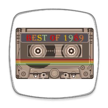 1989 - Viereckiger Kühlschrankmagnet - Weiß - Vorne