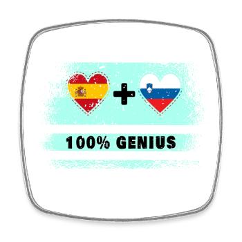 Spain and Slovenia 100% flag genius - Square fridge magnet - white - Front