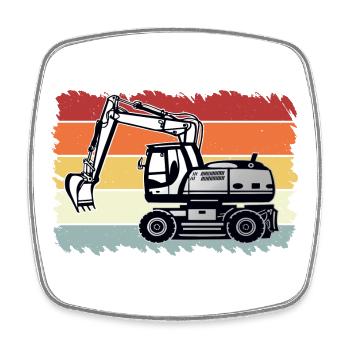 Bagger - Viereckiger Kühlschrankmagnet - Weiß - Vorne