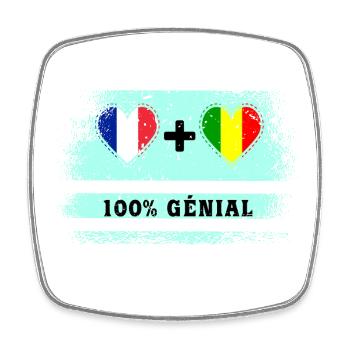 Hinweis Frankreich und Mali 100% genial - Viereckiger Kühlschrankmagnet - Weiß - Vorne