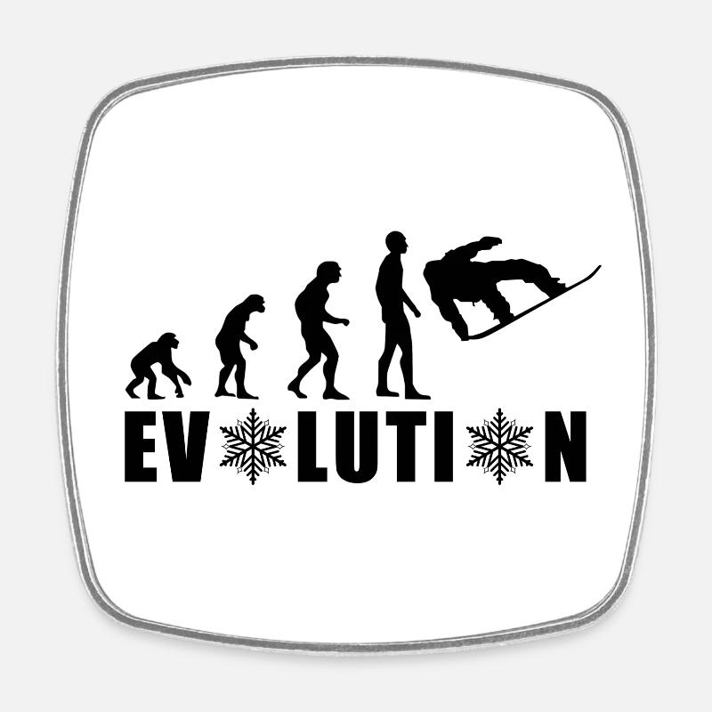 EVOLUTION SNOWBOARD Neige Hiver Cadeau - Magnet carré - blanc