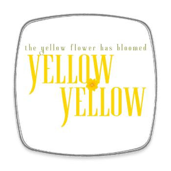 Double Yellow Bold Typography with Bloom - Square fridge magnet - white - Front