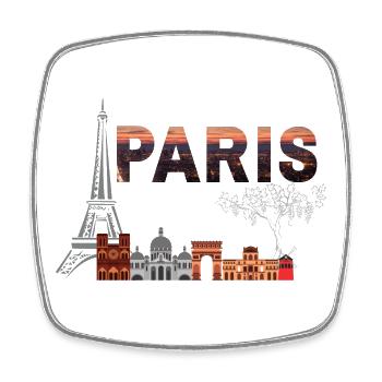 Paris Skyline Sunset - Square fridge magnet - white - Front