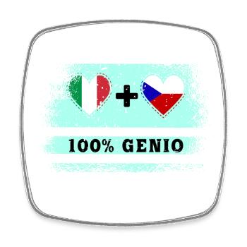 Italien und Tschechien Flagge 100% genial - Viereckiger Kühlschrankmagnet - Weiß - Vorne