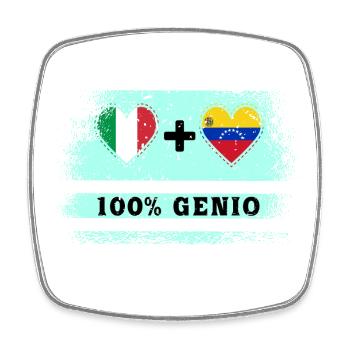 Italien und Venezuela 100% geniale Flagge - Viereckiger Kühlschrankmagnet - Weiß - Vorne