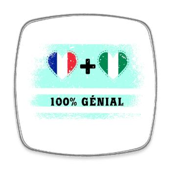 Flagge Frankreich und Nigeria 100% genial - Viereckiger Kühlschrankmagnet - Weiß - Vorne