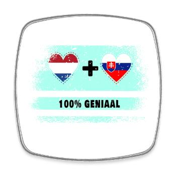 Slovakia and the Netherlands 100% Genius flag - Square fridge magnet - white - Front