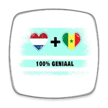 Sénégal et Pays-Bas 100% Genius flag - Magnet carré - blanc - Devant
