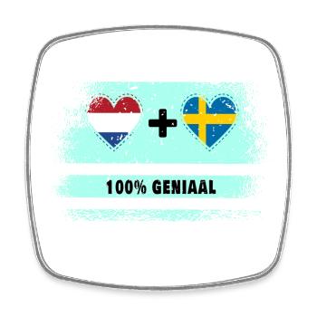 Sweden and the Netherlands 100% Genius flag - Square fridge magnet - white - Front