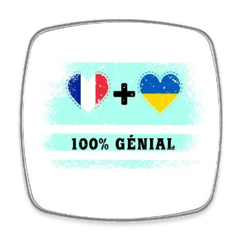 Hinweis Frankreich und Ukraine 100% genial - Viereckiger Kühlschrankmagnet - Weiß - Vorne