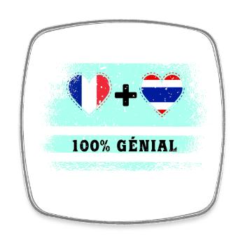 France et Thaïlande 100% génial - Magnet carré - blanc - Devant