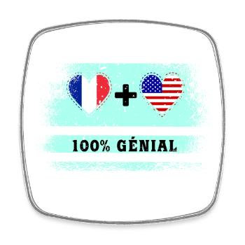 100% tolle Flagge Frankreichs und der USA - Viereckiger Kühlschrankmagnet - Weiß - Vorne