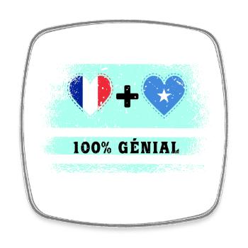 Drapeau France et Somalie 100% génial - Magnet carré - blanc - Devant