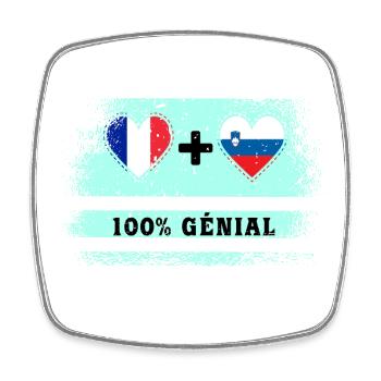 France et Slovénie Drapeau 100% génial - Magnet carré - blanc - Devant