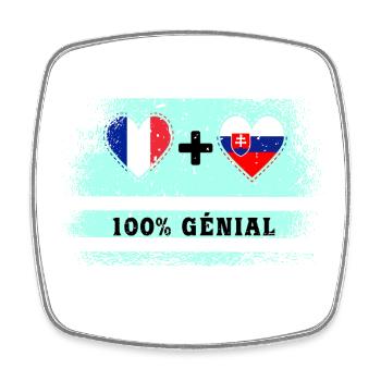 France et Slovaquie Drapeau 100% génial - Magnet carré - blanc - Devant