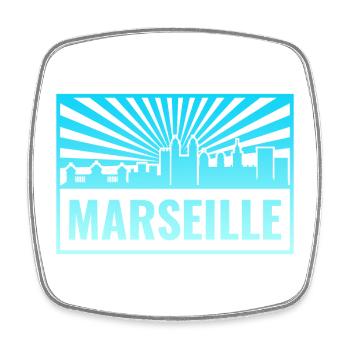 Marseille Skyline Sunbeams - Square fridge magnet - white - Front